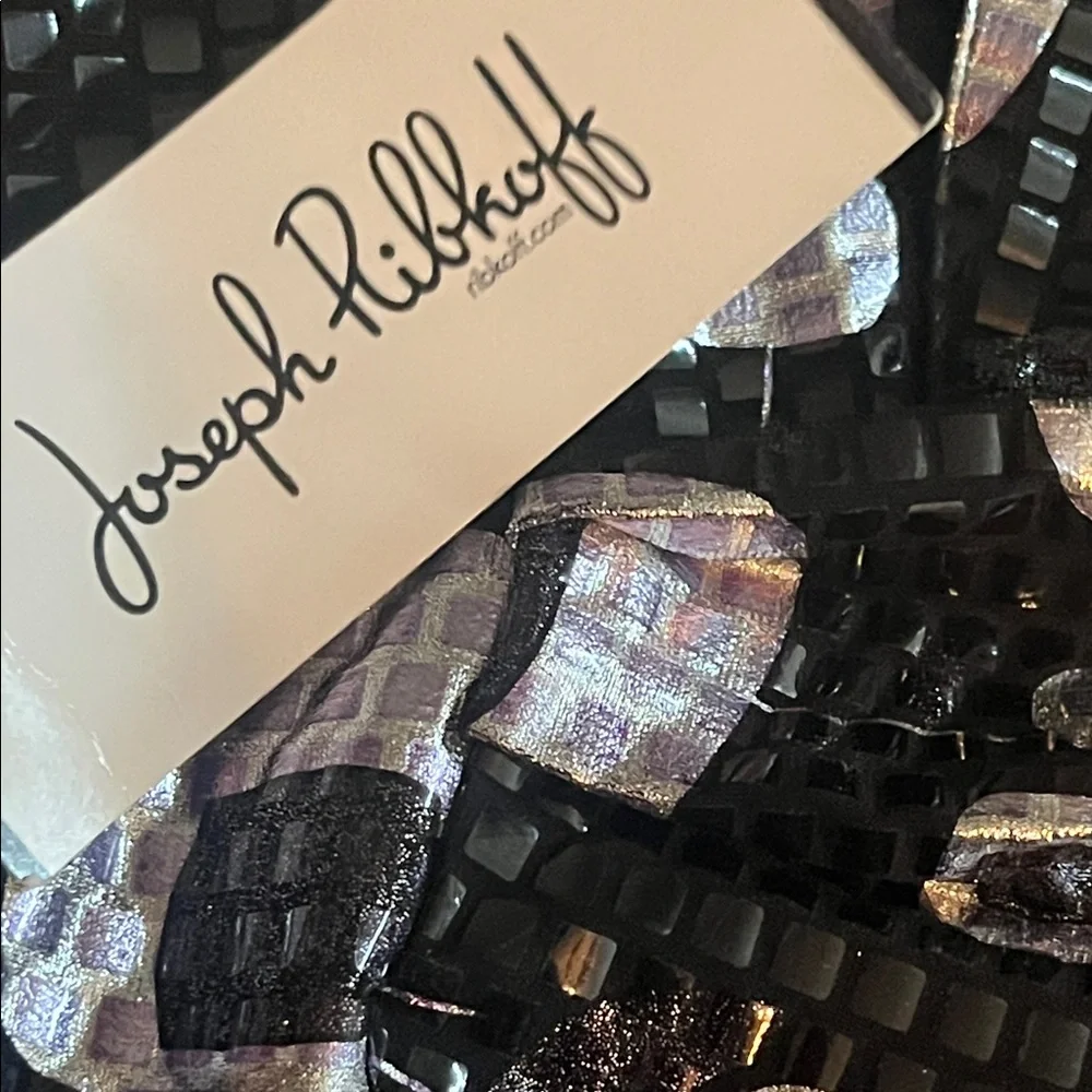 NWT Joseph Ribkoff Black and Silver Patterned Cropped Blazer Jacket Size 6 - Picture 4 of 12